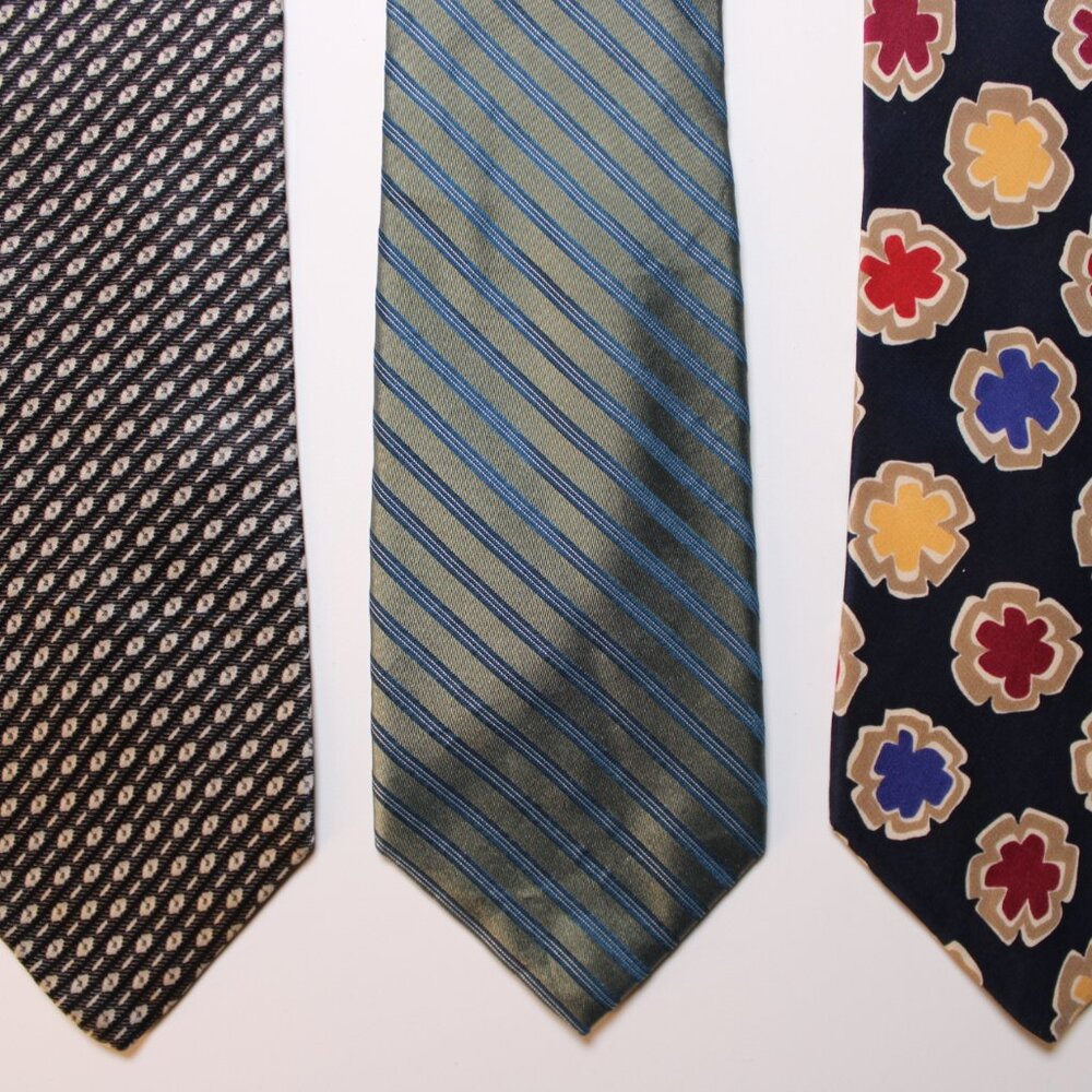 Lot of 3 Perry Ellis Neckties Mens Silk Blend Classic Dress Ties Multi Pattern